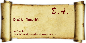 Deák Amadé névjegykártya
